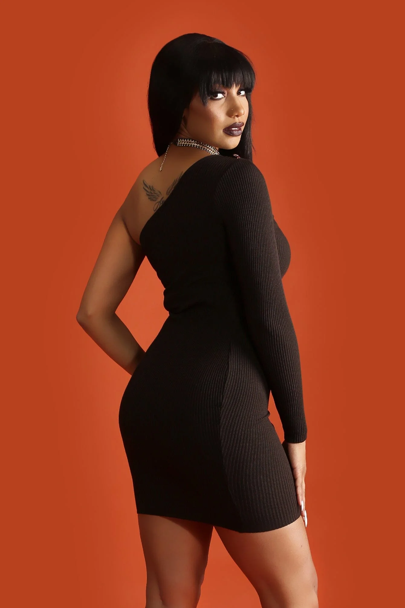 In Your Ocean One Off The Shoulder Zipper Bodycon Mini Dress - Image 5