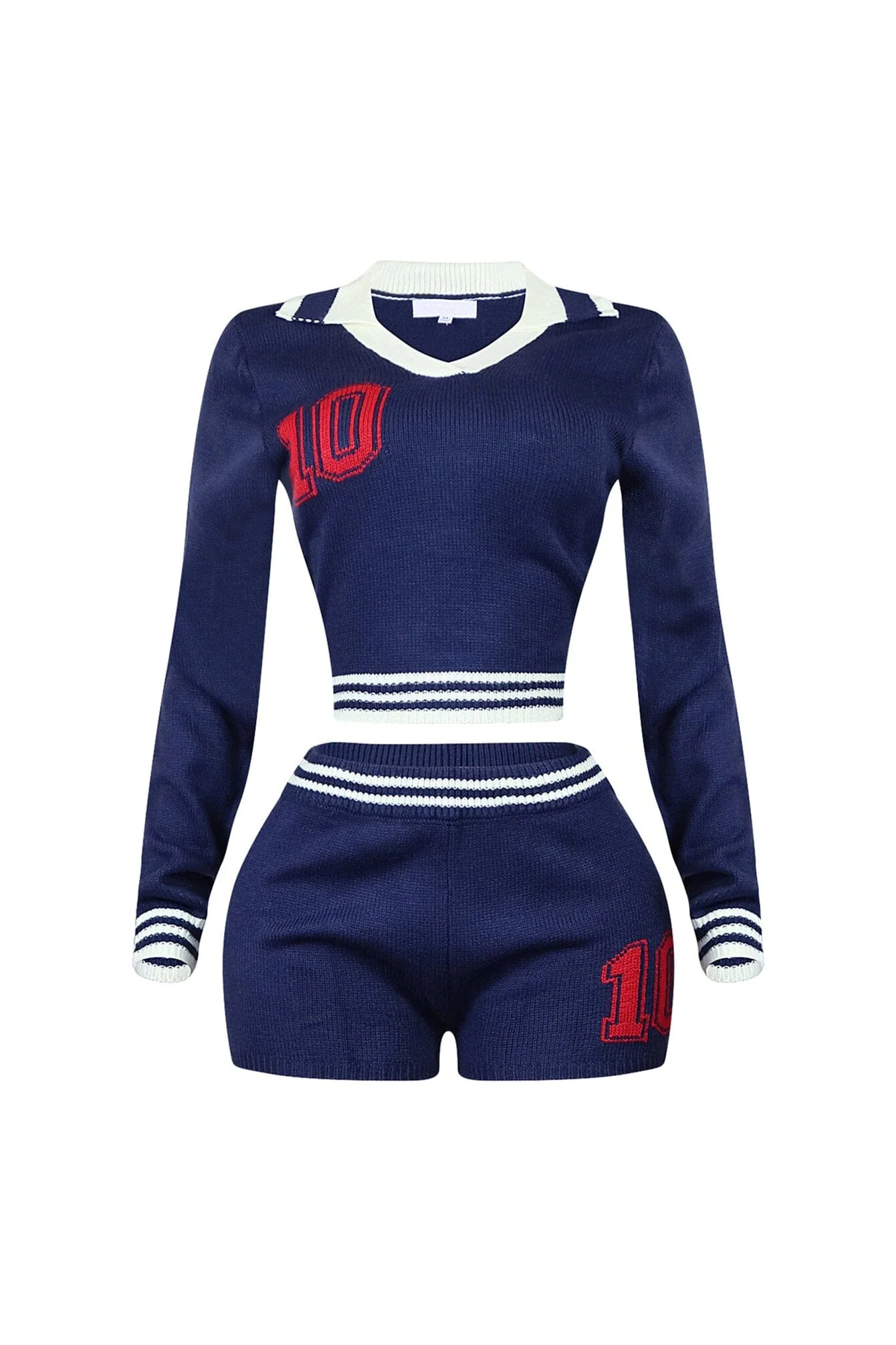 10 Out Of 10 Knit Collared Top & Shorts SET - Image 9