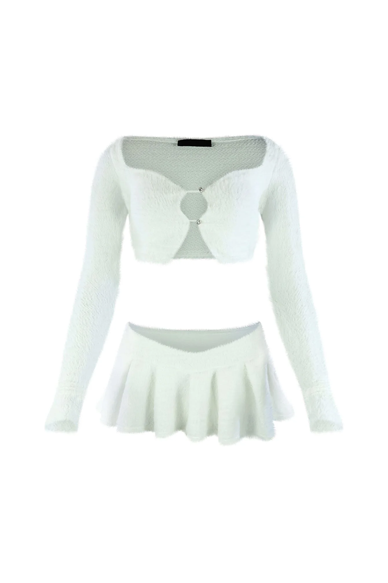 As Time Goes Fuzzy Cardigan Top & Skirt SET - Image 12