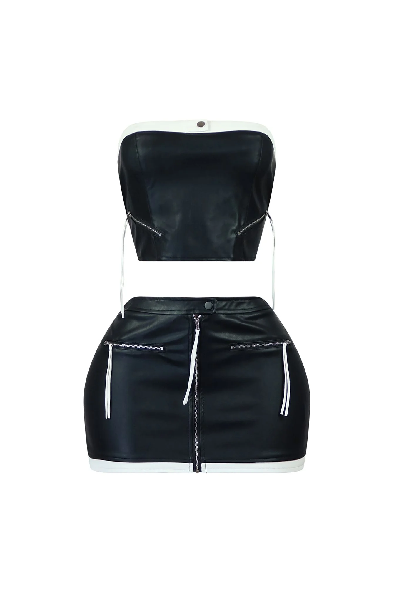 Brady Faux Leather Tube Top & Skirt SET - Image 3