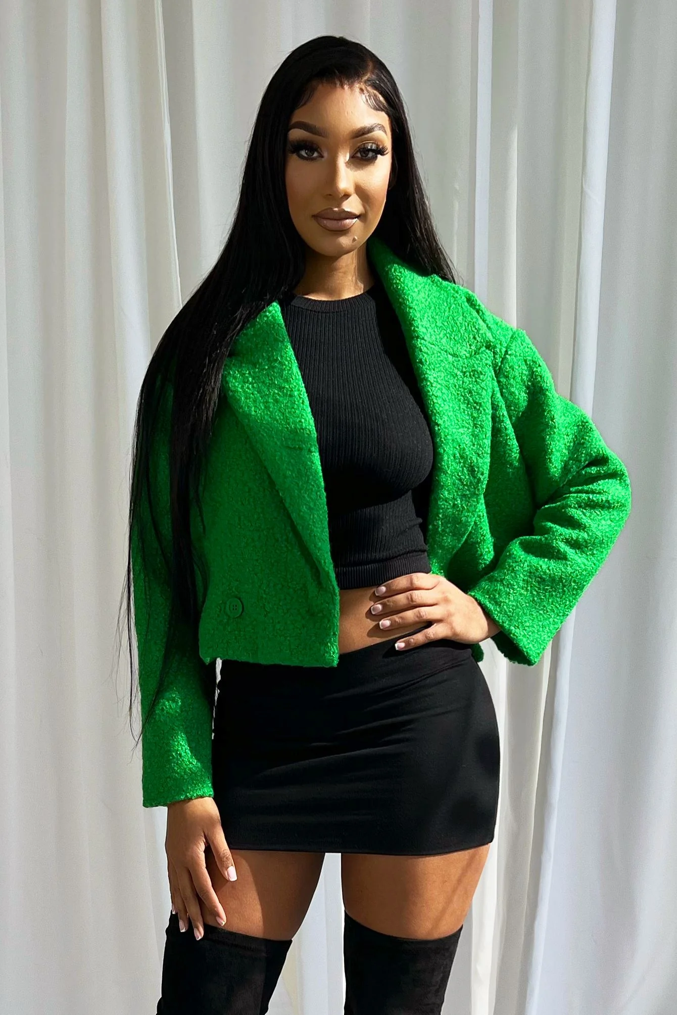 Charlee Sherpa Cropped Jacket - Image 3