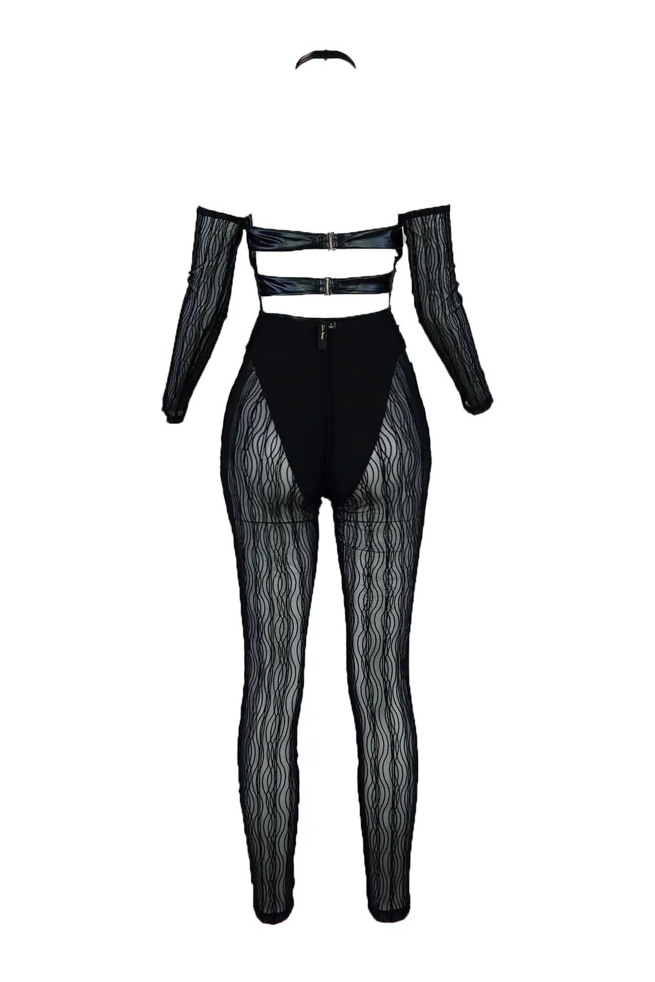Claude Grommet Leather Mesh Jumpsuit - Image 3