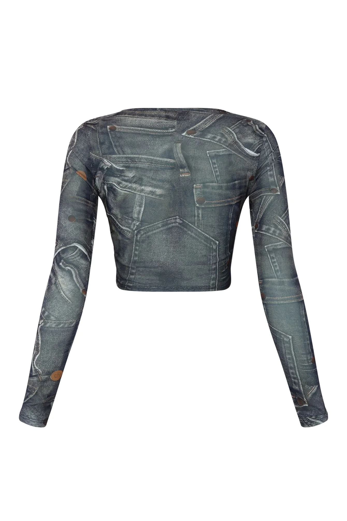 Break It Off Denim Print Mesh Top - Image 3