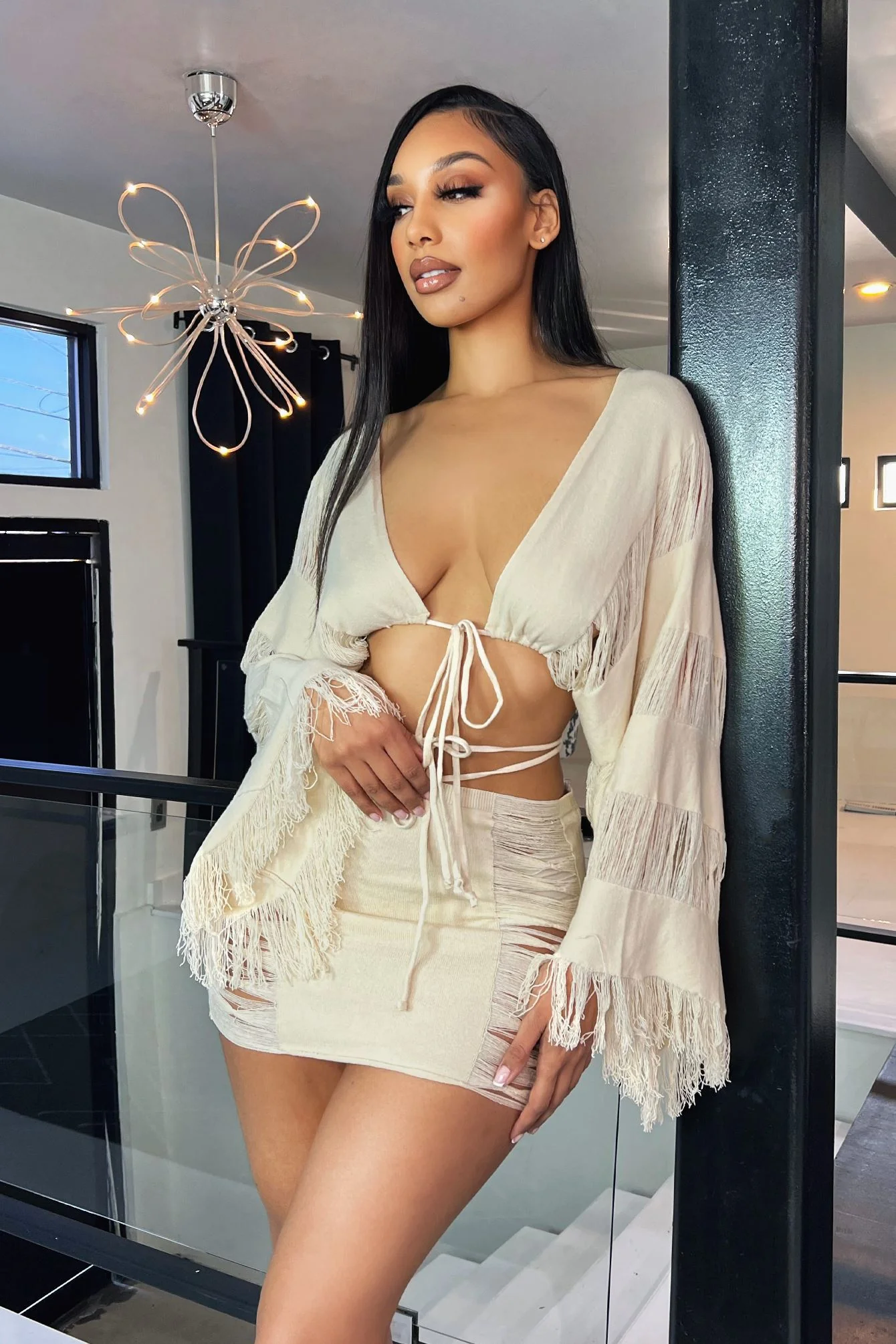 Saint Lucia Distressed Open Top & Mini Skirt SET - Image 4