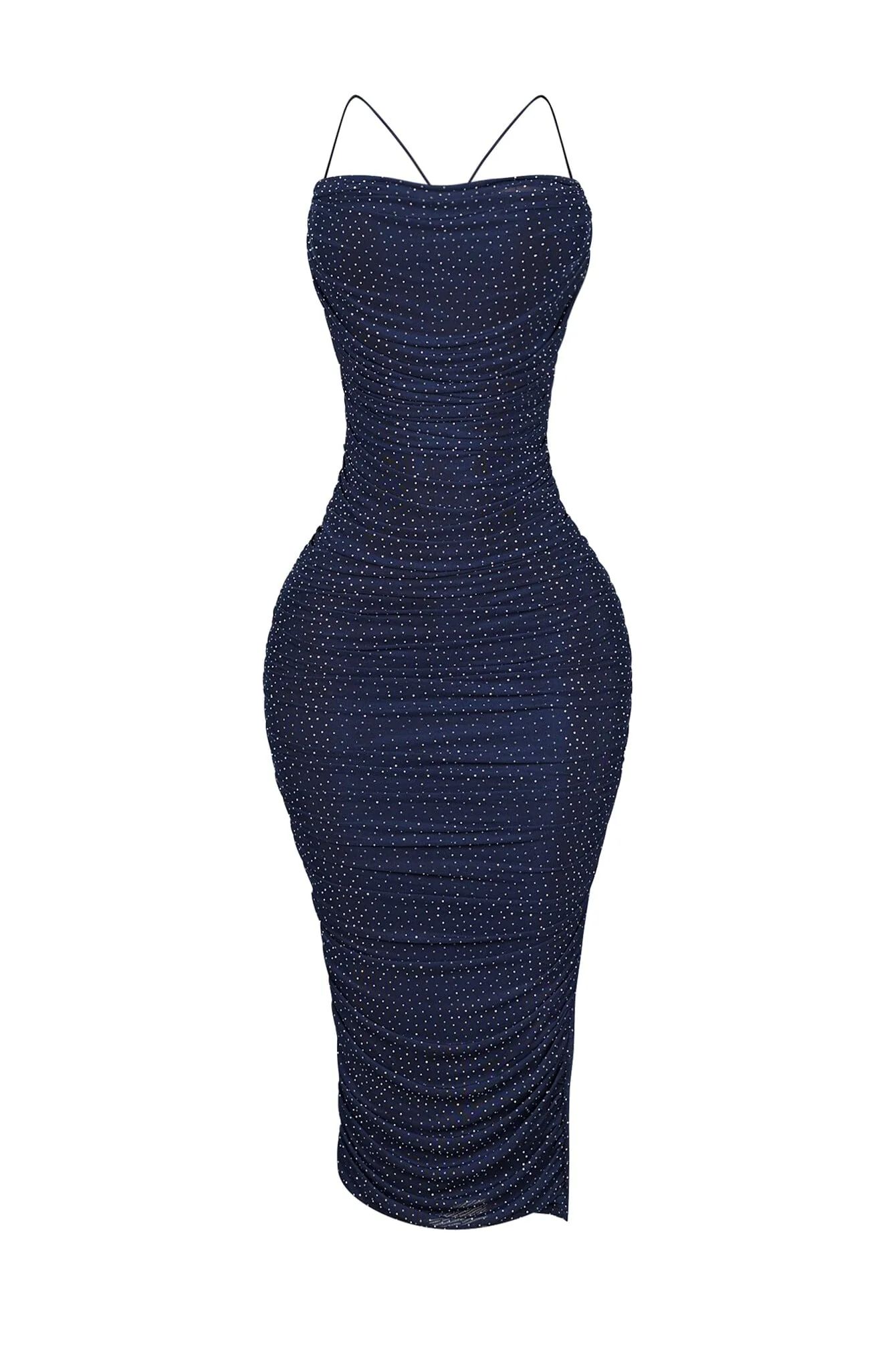 Gemma Rhinestone Mesh Ruched Dress - Image 13