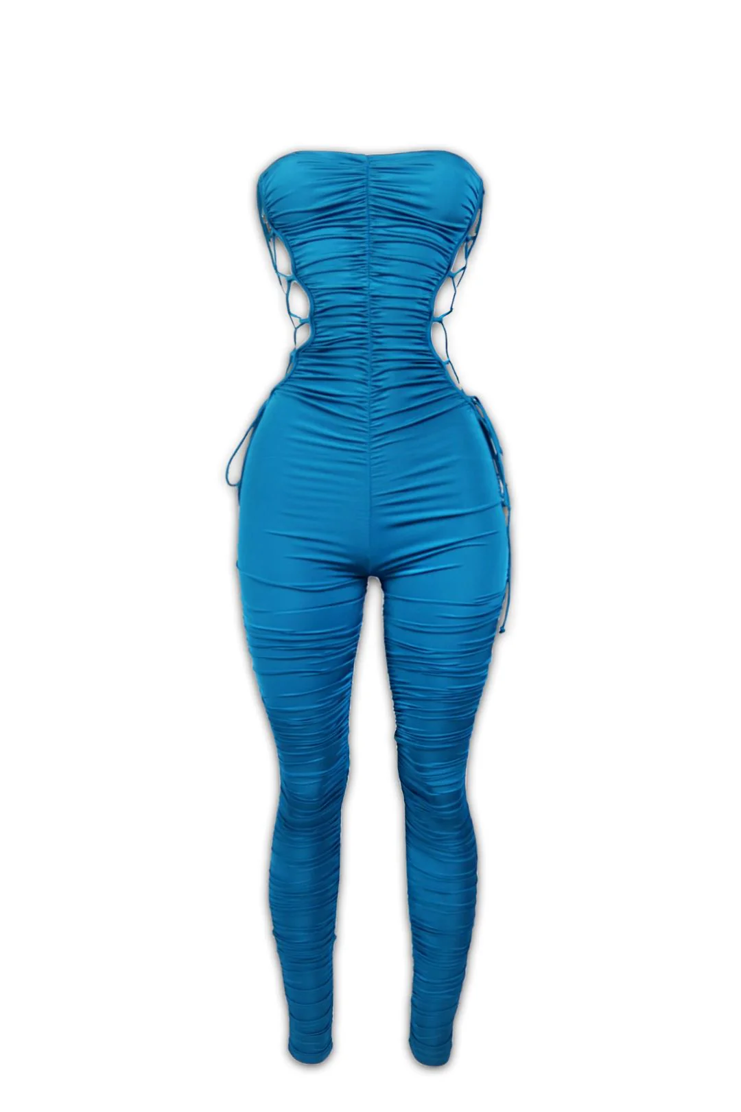 By My Side Lace-Up Ruched Tube Jumpsuit - Image 9