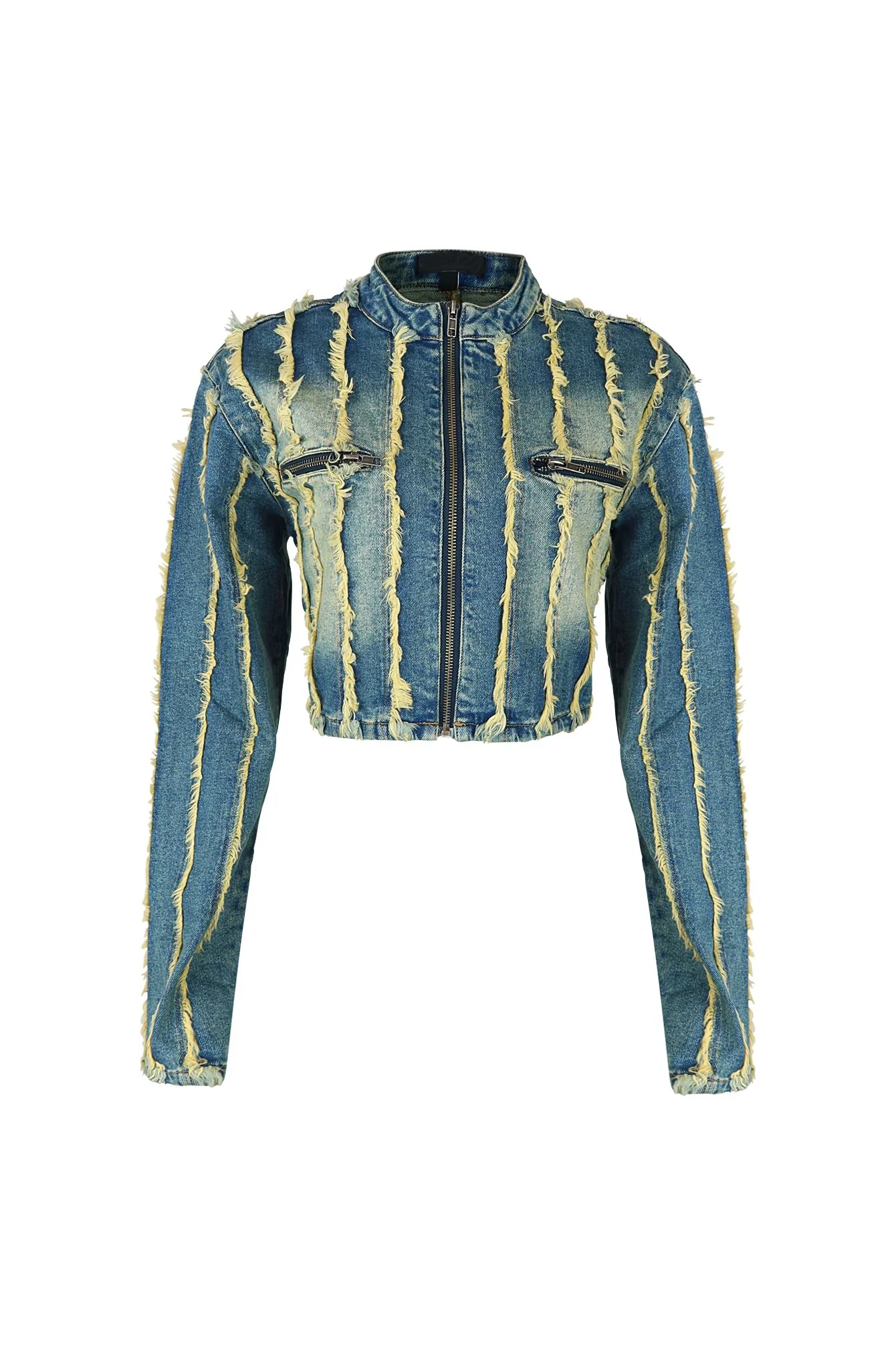 Katrina Frayed Hem Denim Jacket - Image 4