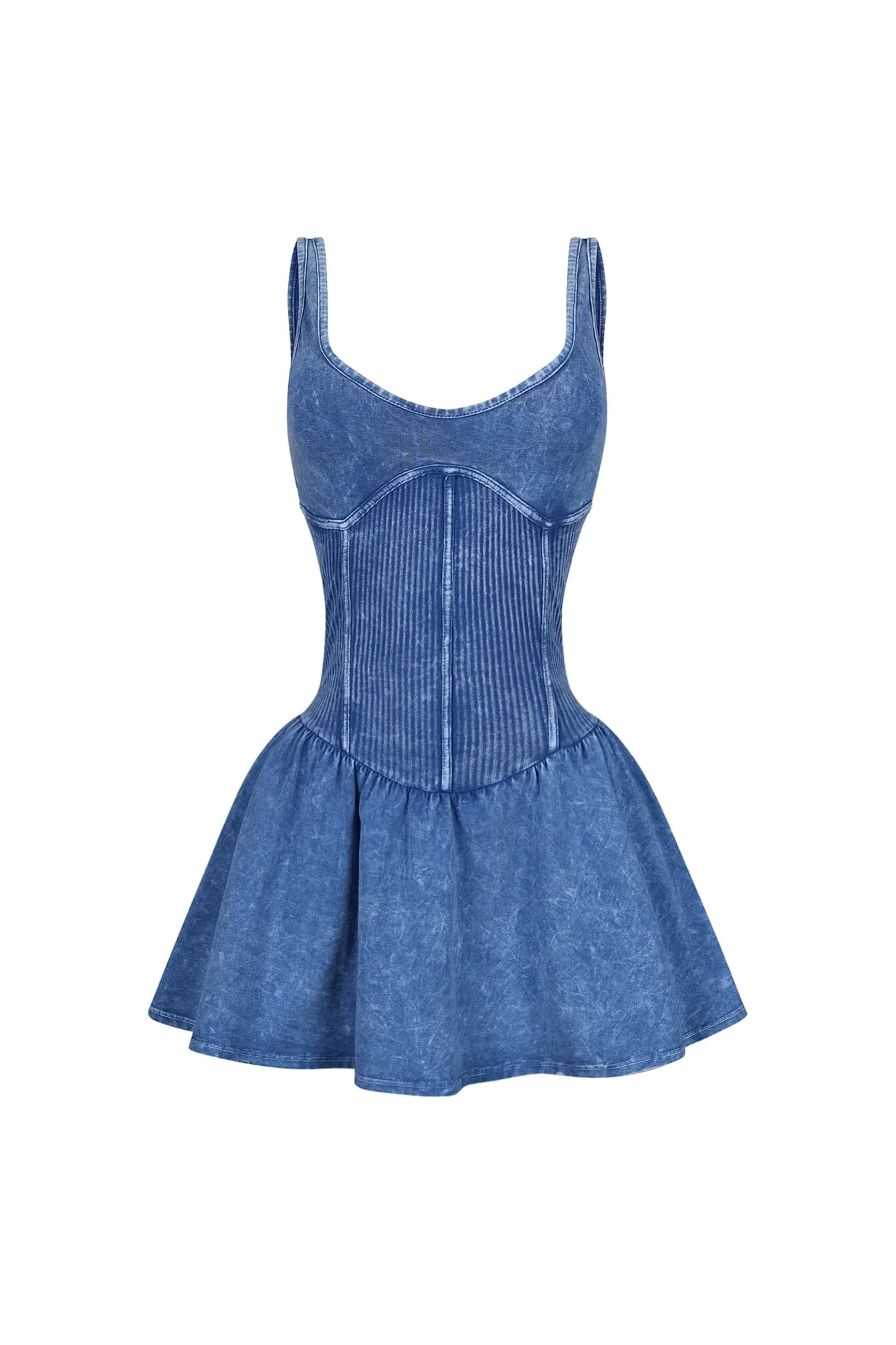 Lilith Mineral Washed Ribbed Cotton Corset Dress - Image 7