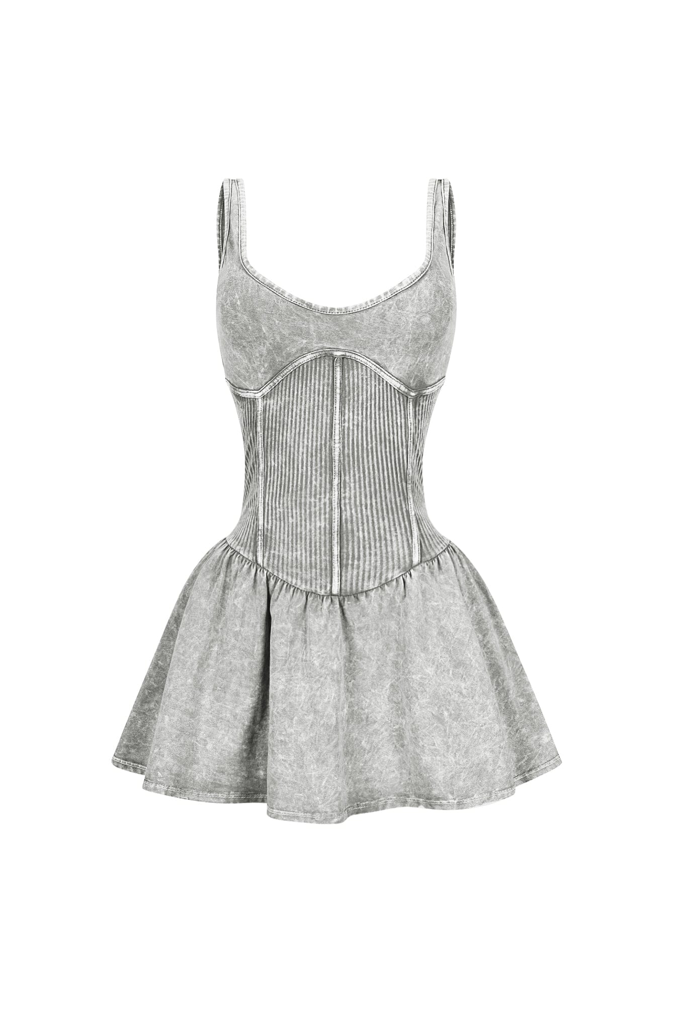 Lilith Mineral Washed Ribbed Cotton Corset Dress - Image 8