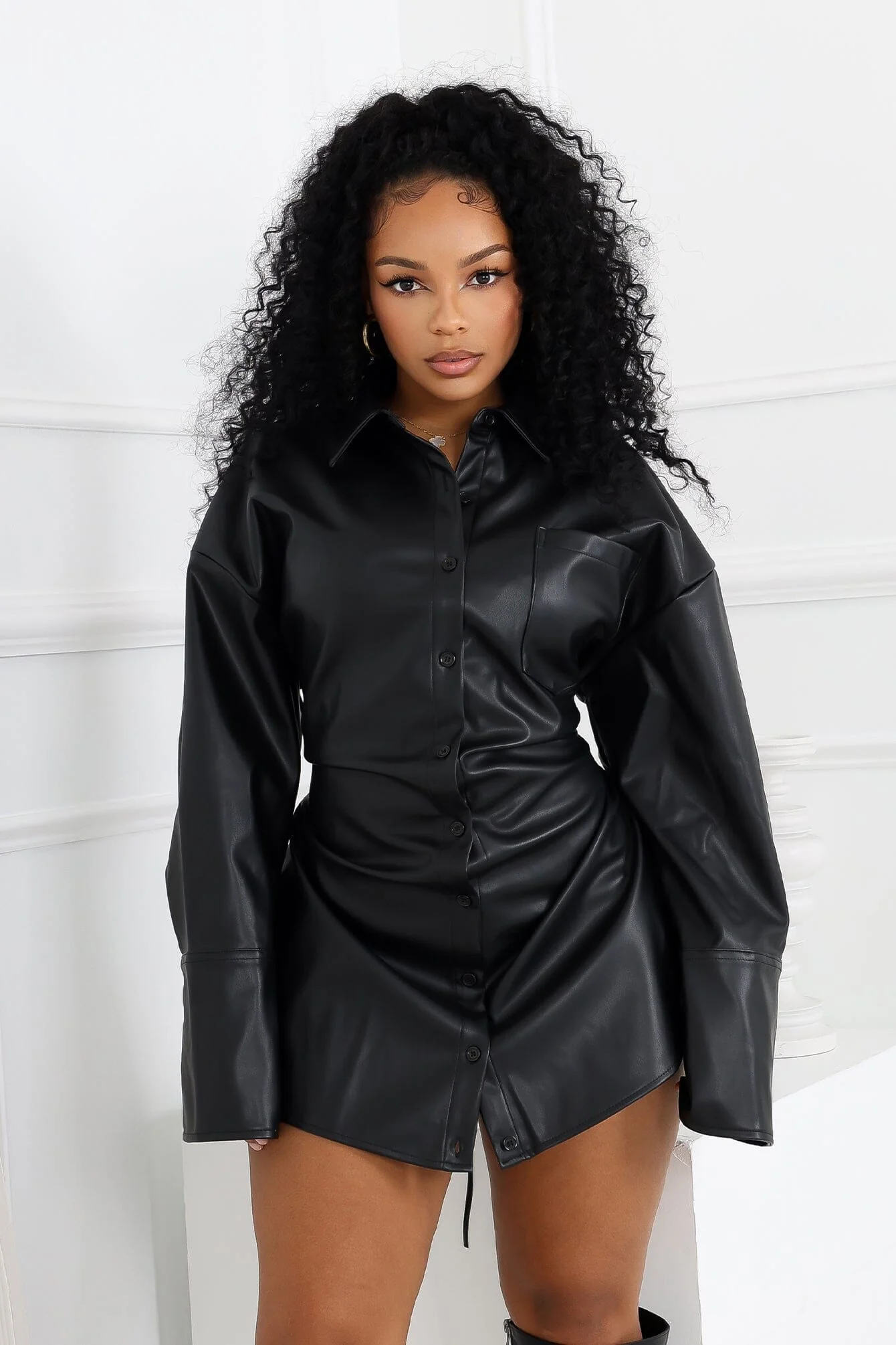 Lorene Faux Leather Mini Dress - Image 4