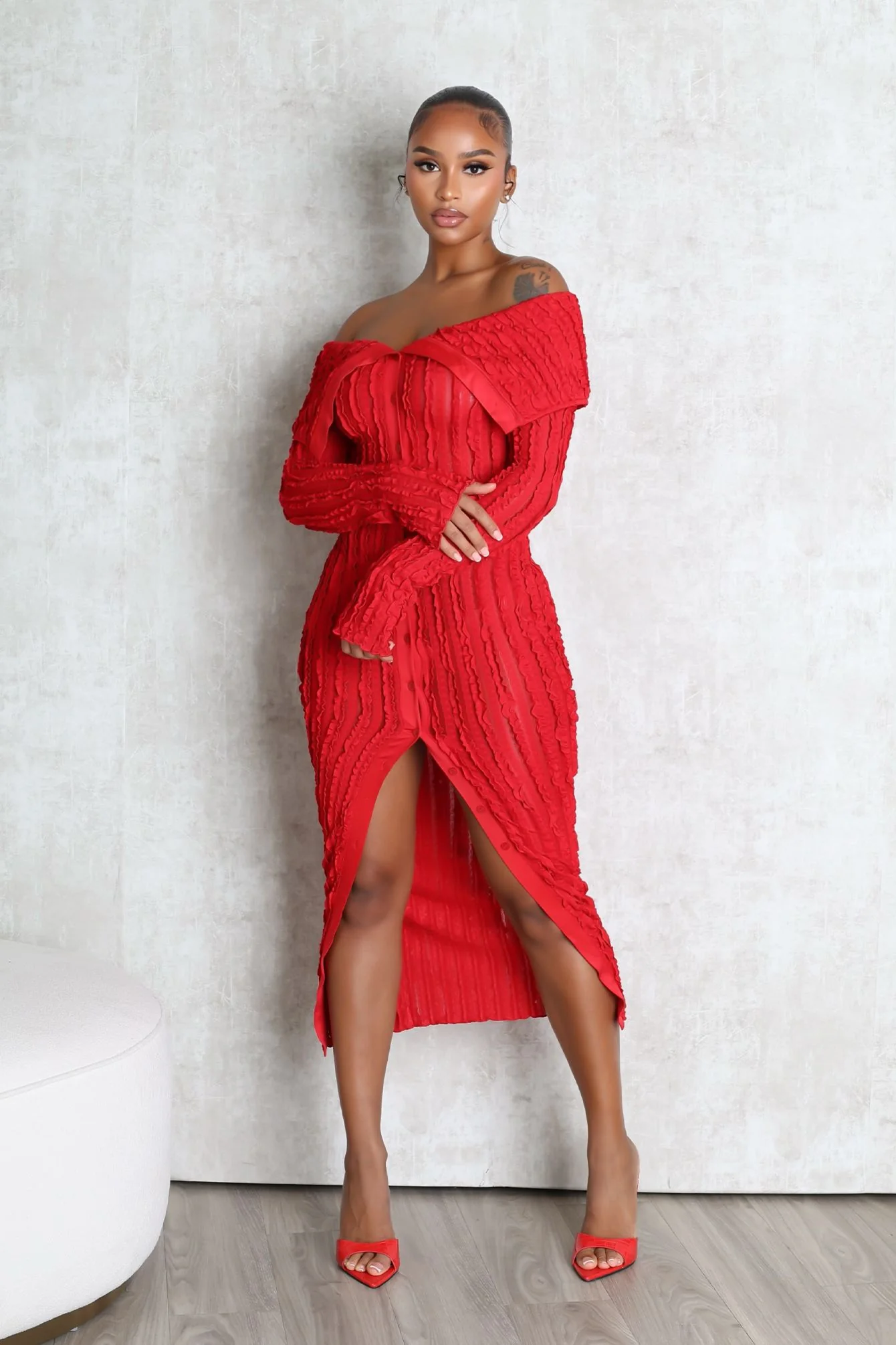 Melody Off Shoulder Mesh Dress - Image 6