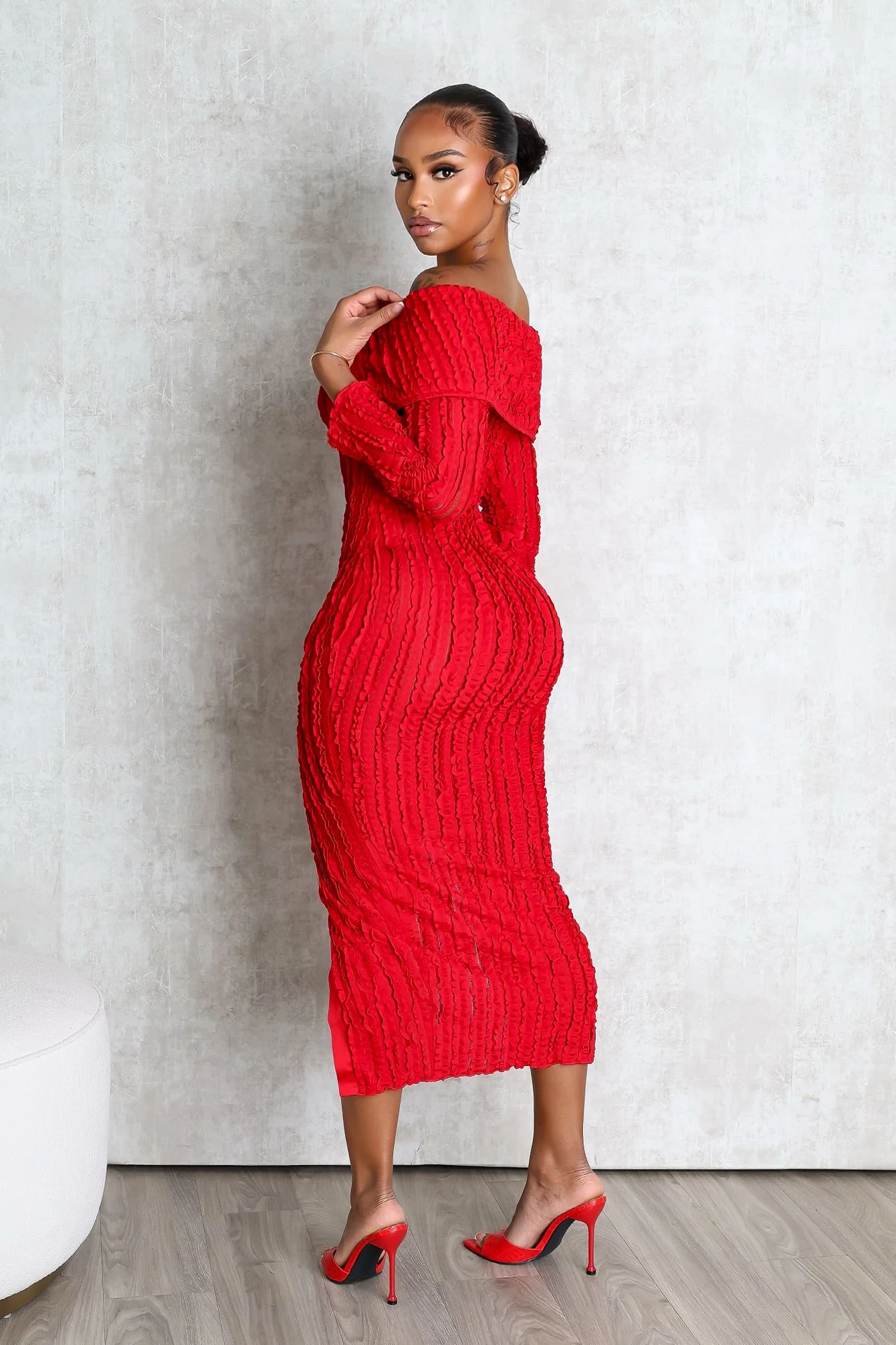 Melody Off Shoulder Mesh Dress - Image 7