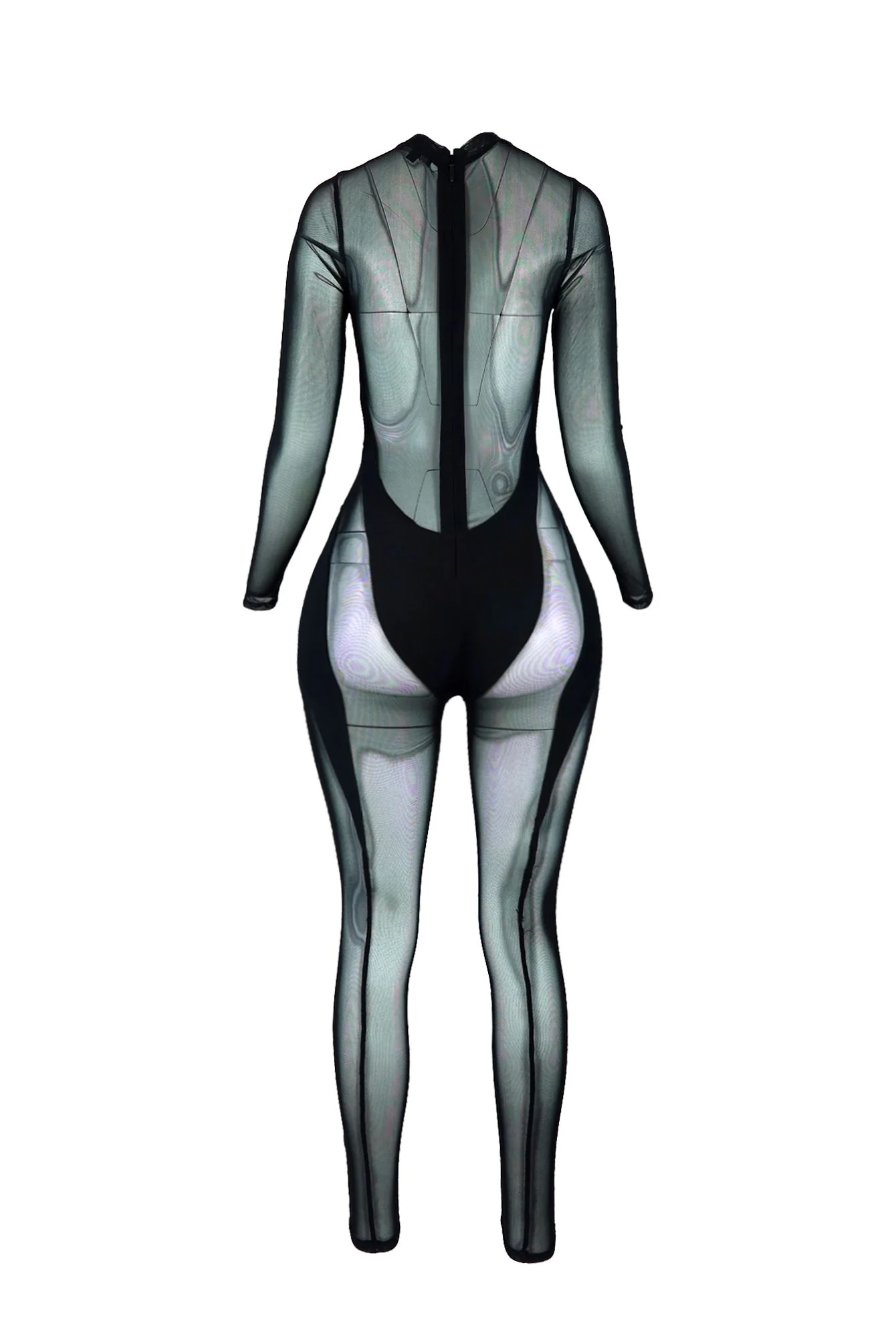 Find Yourself Mesh Contrast Long Sleeve Jumpsuit - Image 3