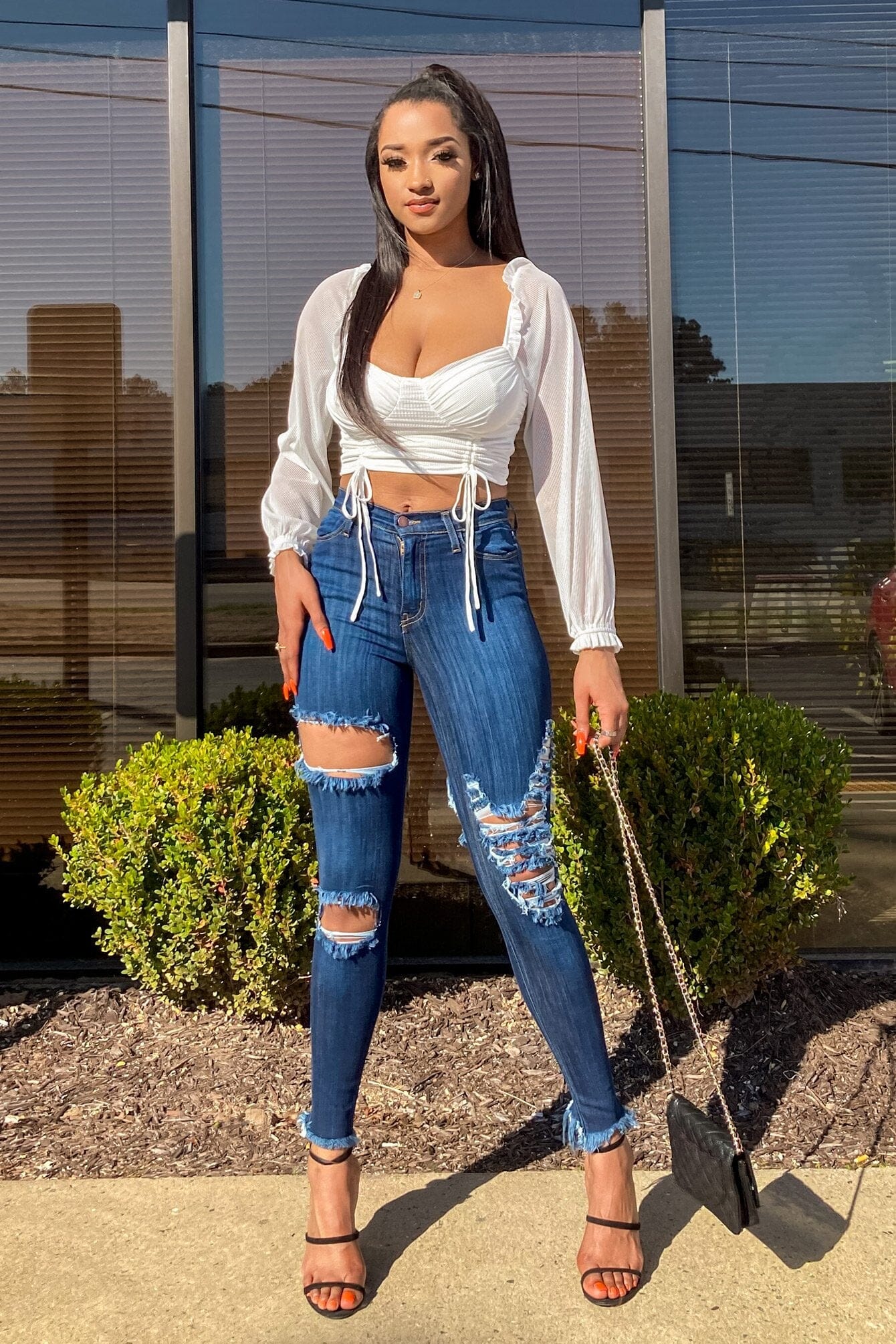 Muse Front And Back Distressed Skinny Jeans - Image 4