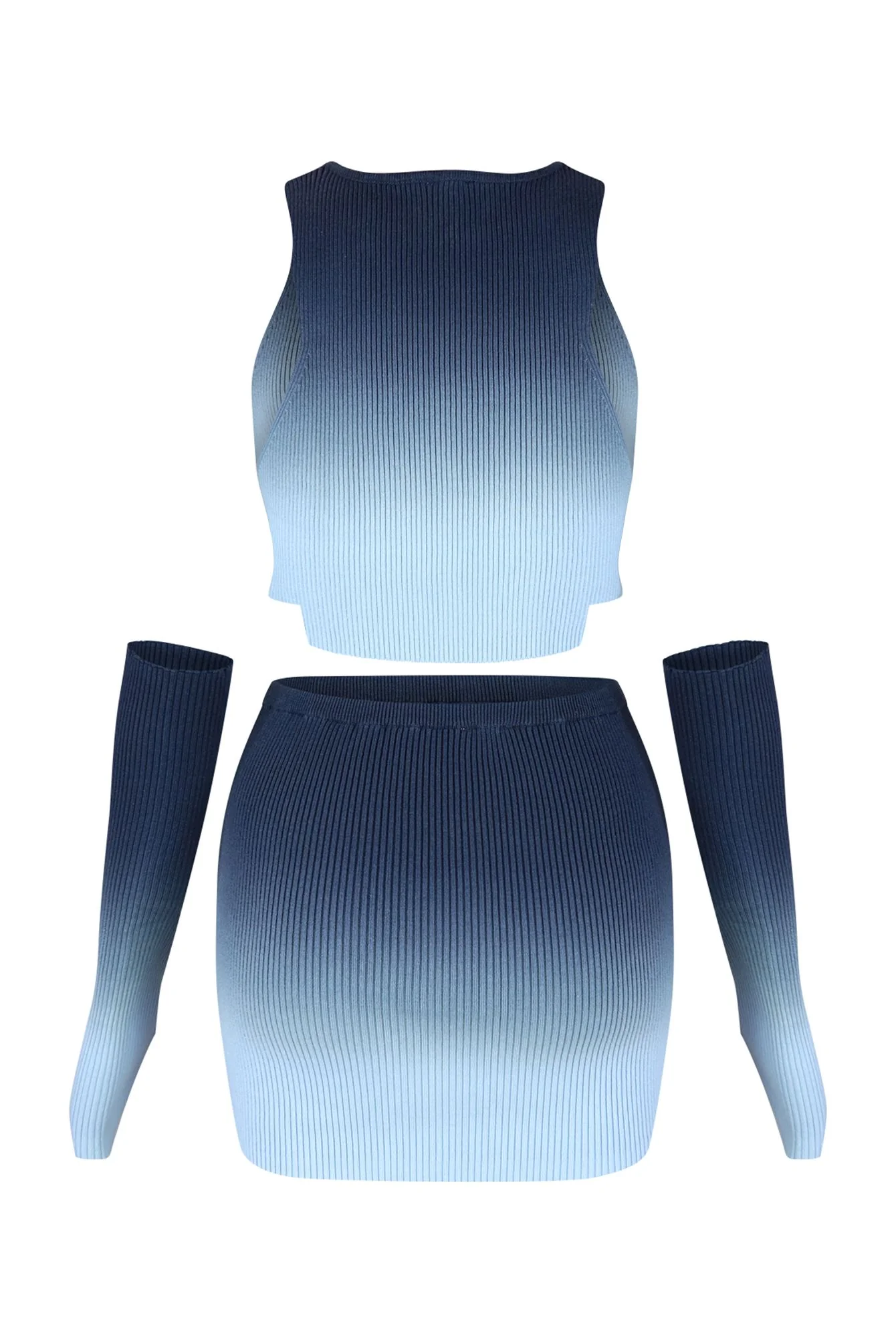 One More Chance Ombre Dye Knit Skirt SET With Arm Warmers - Image 3