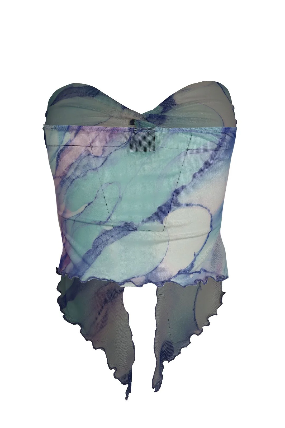 Lavender Haze Print Mesh Twist Top - Image 3