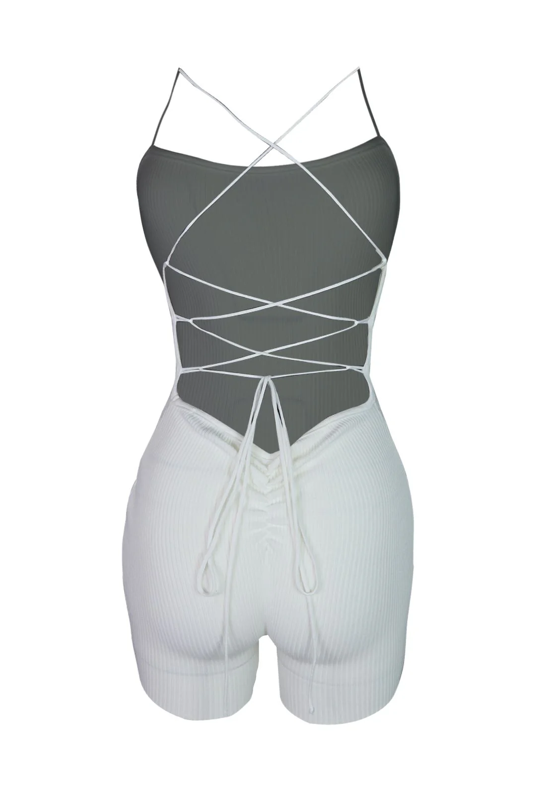Summer Crush Ribbed Tank Strappy Romper - Image 4