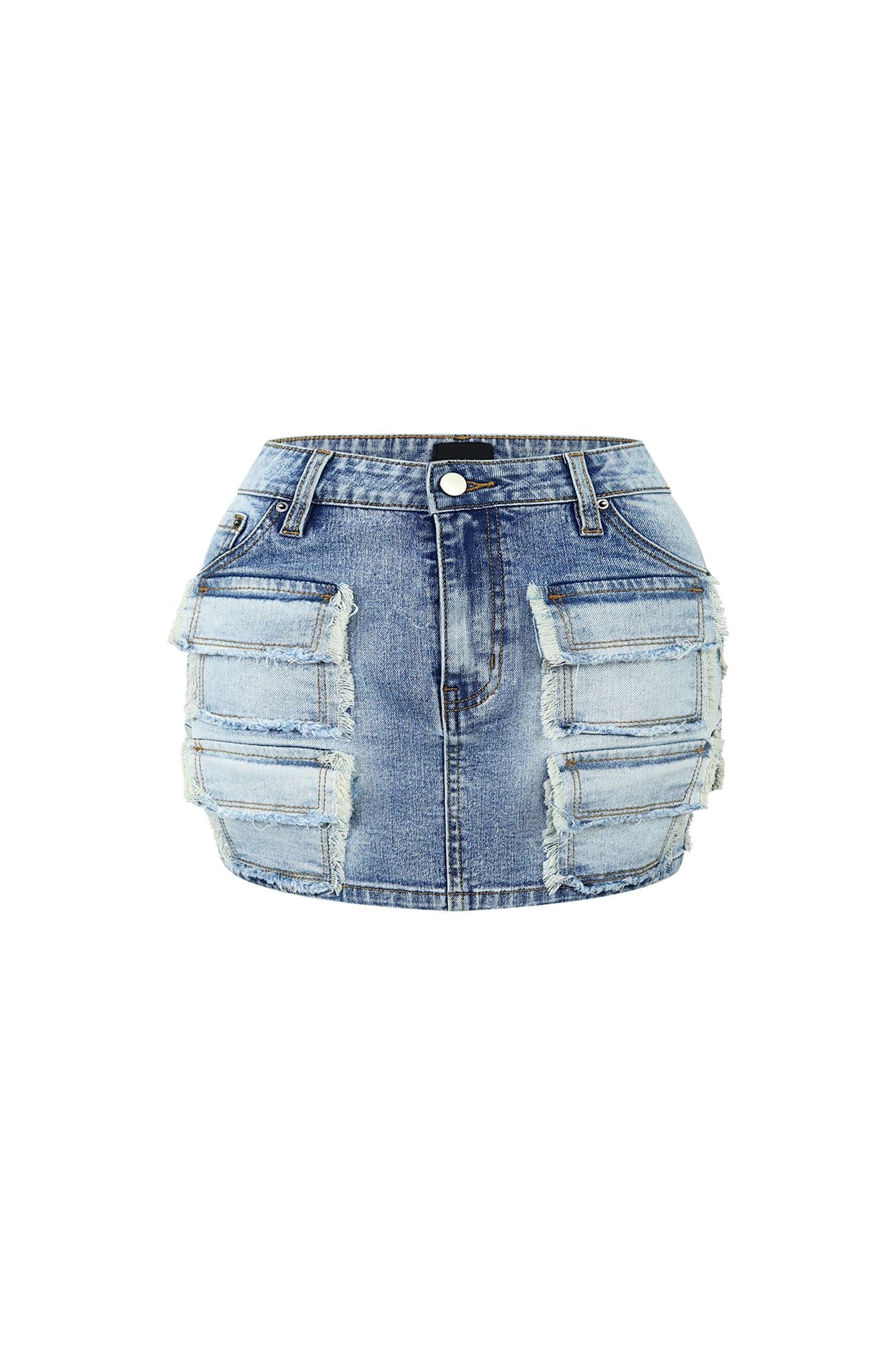 Sassy Washed Denim Mini Skirt - Image 3