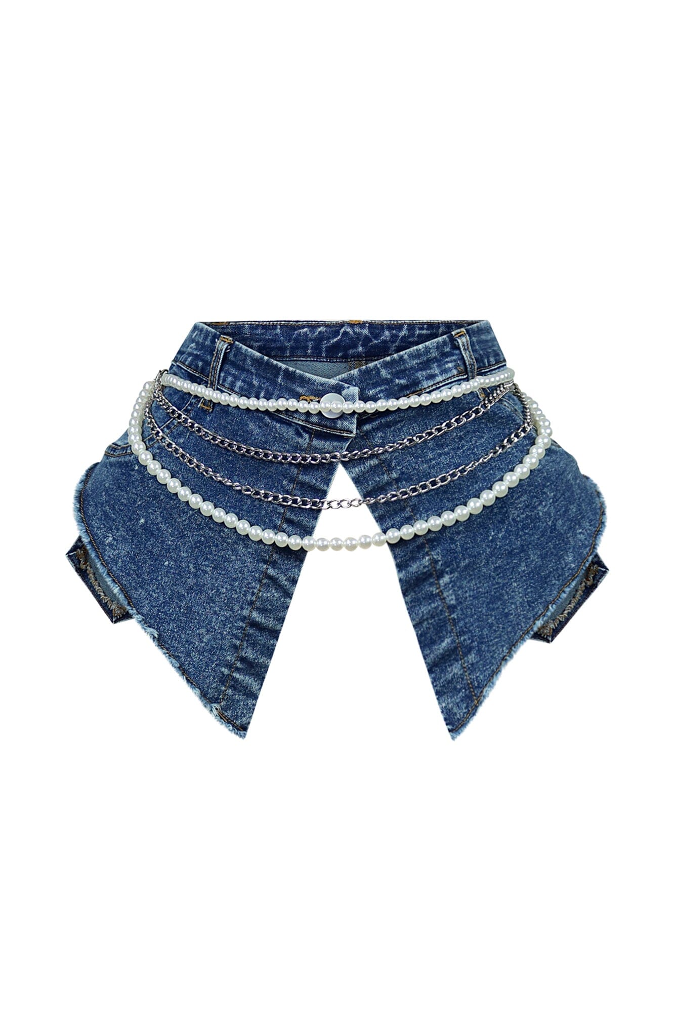 Thea Pearl & Chain Draped Denim Belt - Image 3